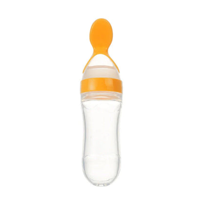 Premium silicone baby feeding set with spoon and bottle in various vibrant colours