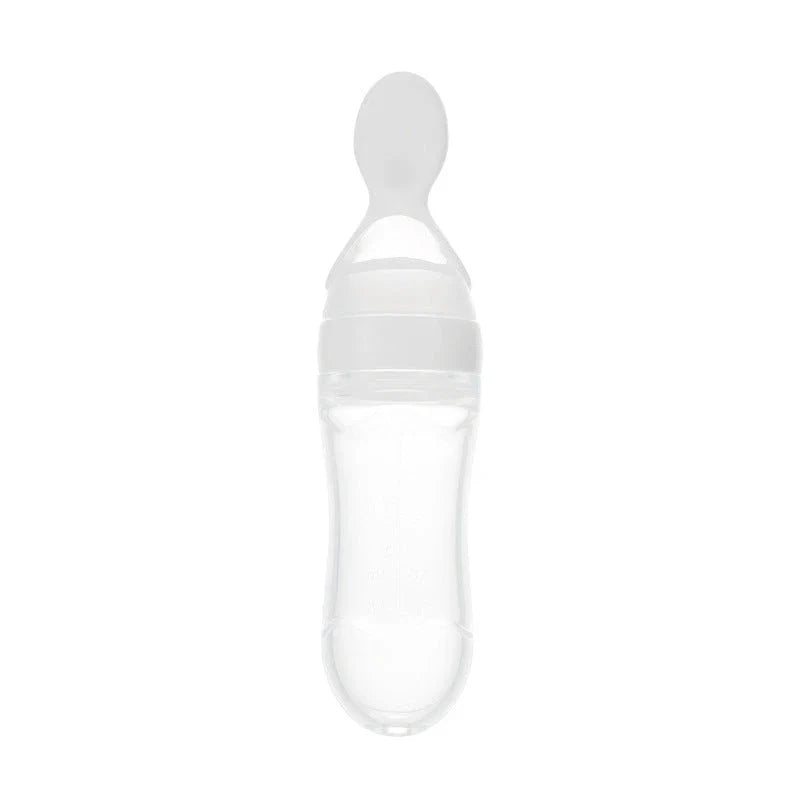 Premium silicone baby feeding set with spoon and bottle in various vibrant colours