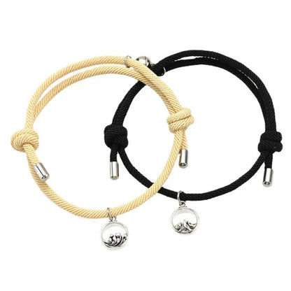 Magnetic Couple's Bracelet Set with adjustable alloy design, symbolising eternal love and connection.