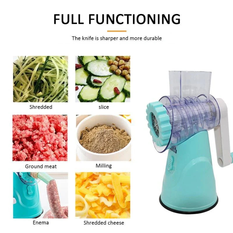 4-in-1 manual vegetable cutter with stainless steel blades for versatile kitchen tasks