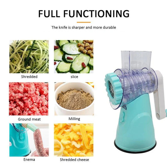 4-in-1 manual vegetable cutter with stainless steel blades for versatile kitchen tasks
