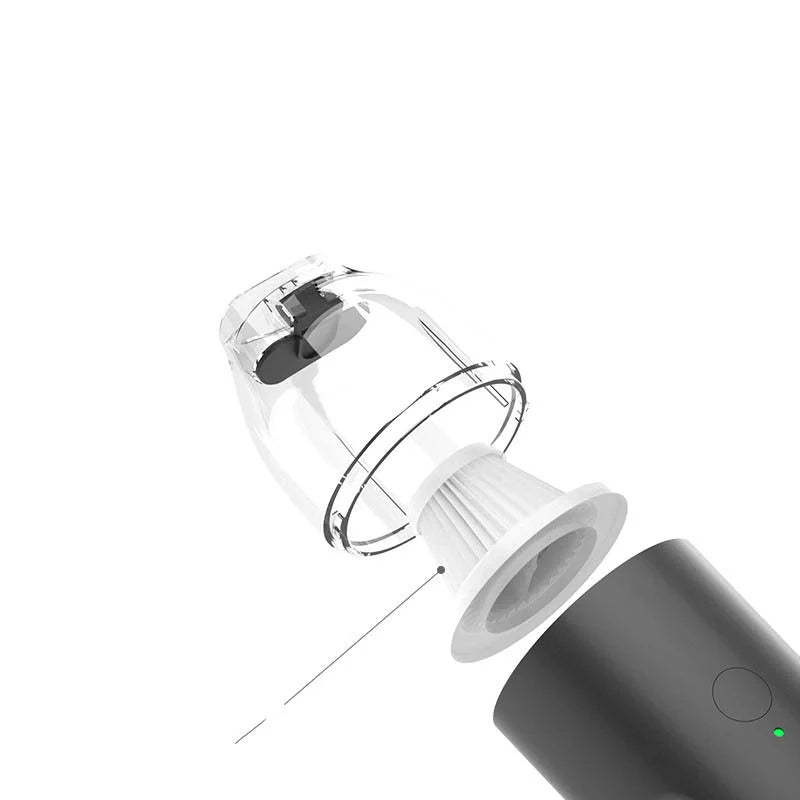 Compact hand-held vacuum cleaner with 5000 Pa suction for home and car use