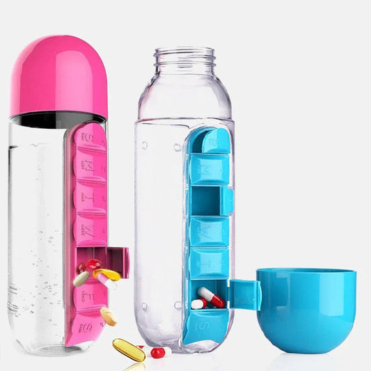 Portable Hydration Bottle with Medication Organizer - Stay Hydrated and Organized on the Go