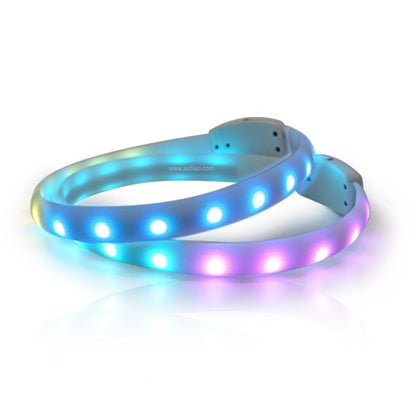 USB rechargeable flash collar for dogs with adjustable silicone necklace in white