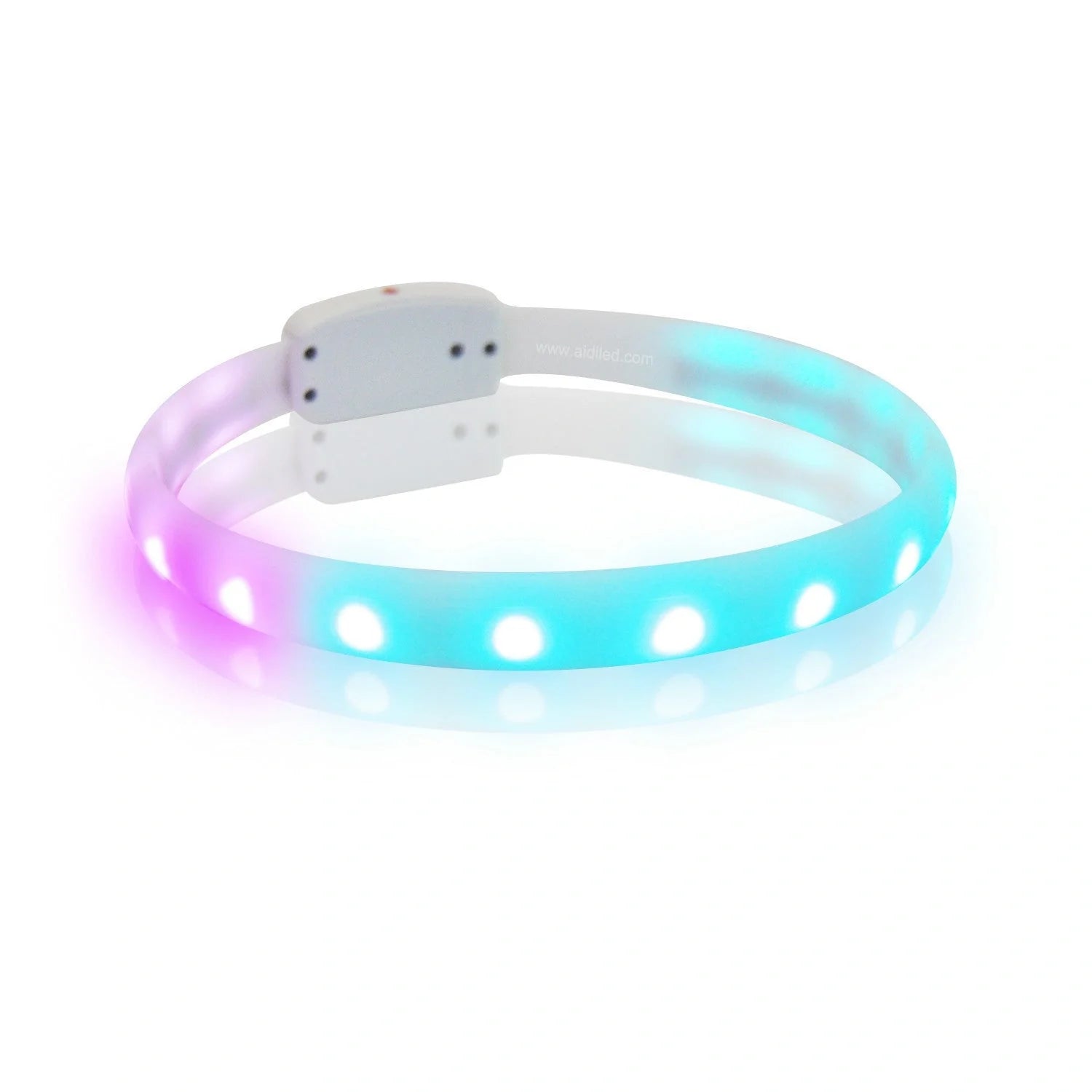 USB rechargeable flash collar for dogs with adjustable silicone necklace in white