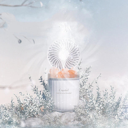 Soothing Aromatherapy Humidifier with Crystal Porous Structure, Ambient Light, and Adjustable Airflow for Refreshing Fragrance and Cooling Comfort