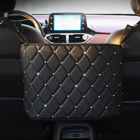 Premium Car Storage Organiser with Handbag Holder - Durable PU construction, versatile storage compartments, and convenient handbag holder for a tidy, organised car interior