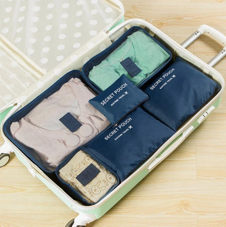 Premium waterproof nylon travel organizer set with mesh panels for easy visibility and organization