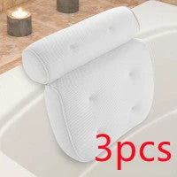 Luxury therapeutic bath pillow with 3D mesh, orthopaedic support, and powerful suction cups for ultimate relaxation and comfort