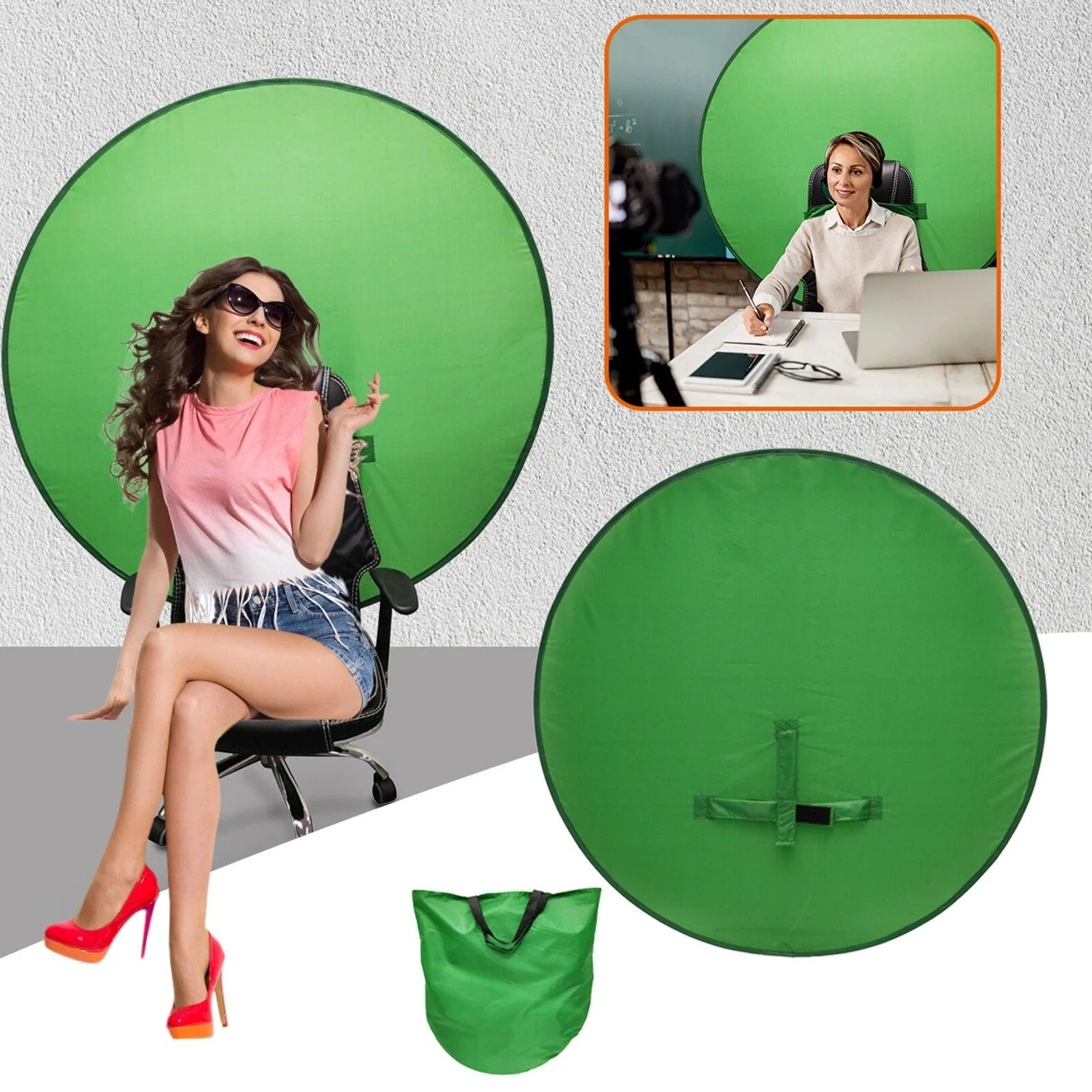 Green screen background board for photography with foldable design and steel spring frame