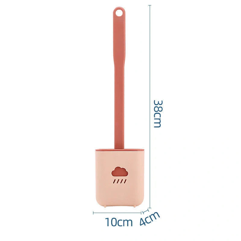 Wall-Mounted Silicone Toilet Brush Tool with anti-adhesive bristles and stainless steel handle