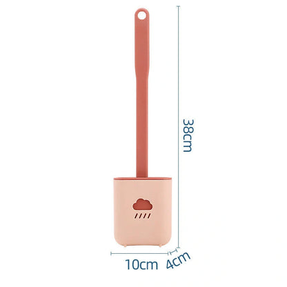 Wall-Mounted Silicone Toilet Brush Tool with anti-adhesive bristles and stainless steel handle