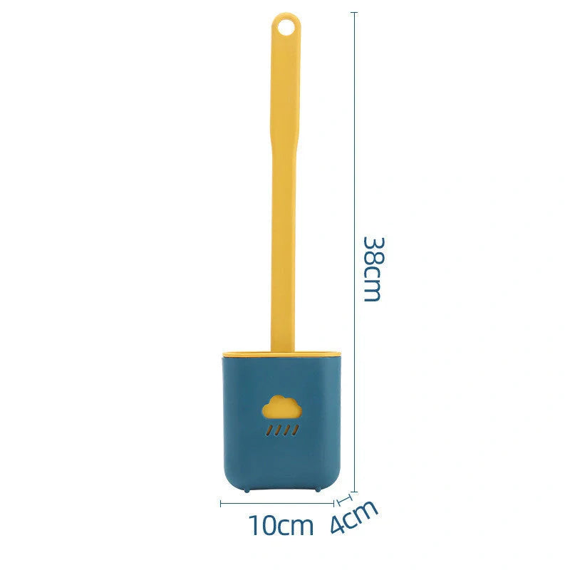 Wall-Mounted Silicone Toilet Brush Tool with anti-adhesive bristles and stainless steel handle