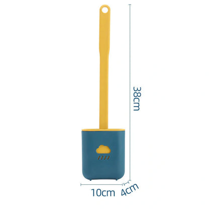 Wall-Mounted Silicone Toilet Brush Tool with anti-adhesive bristles and stainless steel handle