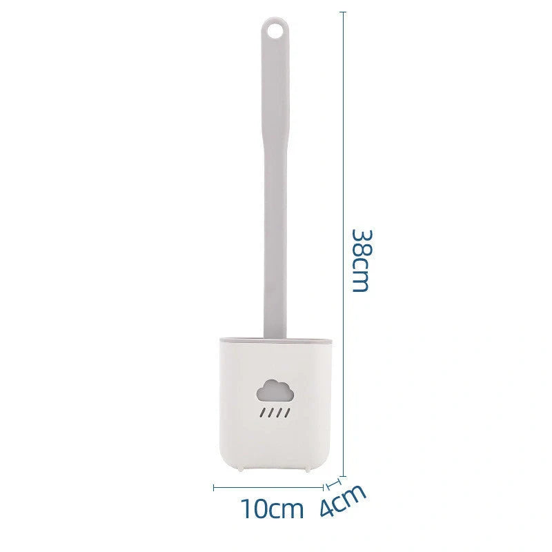 Wall-Mounted Silicone Toilet Brush Tool with anti-adhesive bristles and stainless steel handle
