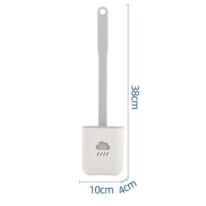 Wall-Mounted Silicone Toilet Brush Tool with anti-adhesive bristles and stainless steel handle