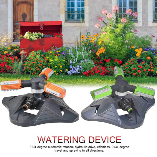 Adjustable 360-degree 3-arm rotating sprinkler for efficient lawn and garden irrigation