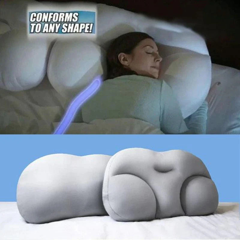 Ergonomic butterfly-shaped memory foam pillow with soft, breathable fabric cover for comfortable side-sleeping