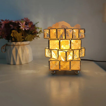 Elegant crystal bedside lamp with warm mood lighting, natural air purification, and versatile design