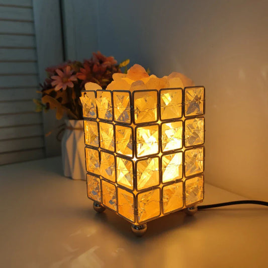 Elegant crystal bedside lamp with warm mood lighting, natural air purification, and versatile design