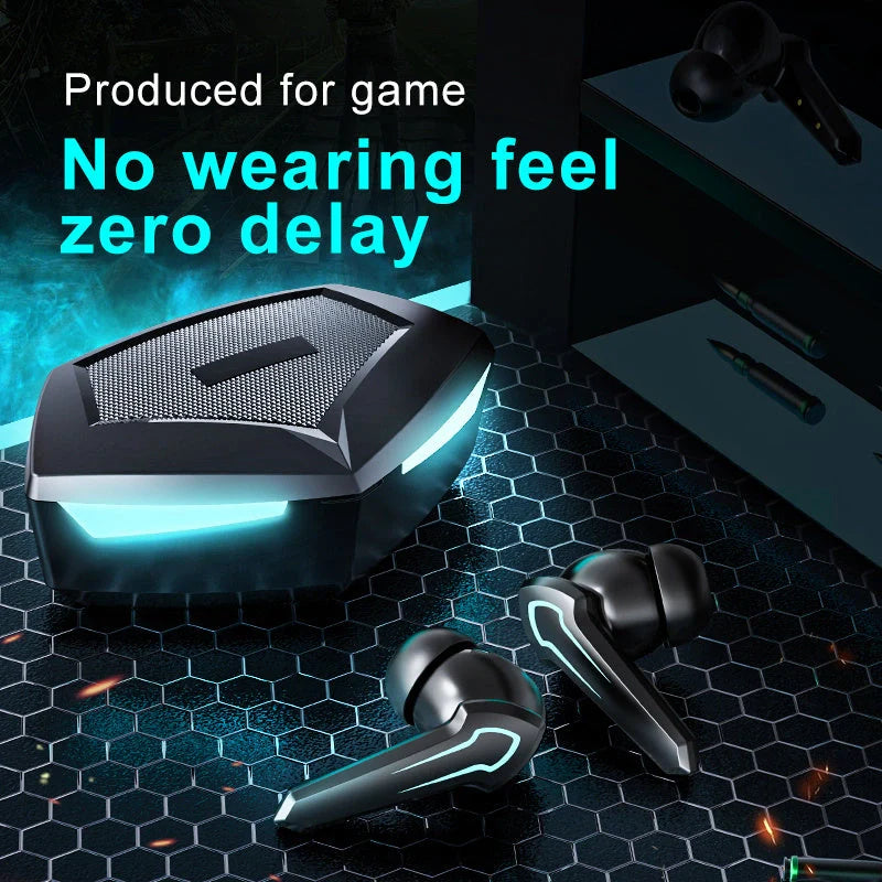 TWS Gaming Headset with zero delay and 360 stereo sound in black and white options