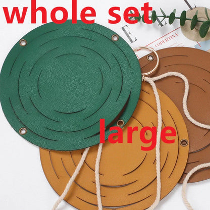 Handwoven cotton rope and PU leather wall hanging planter for small plants