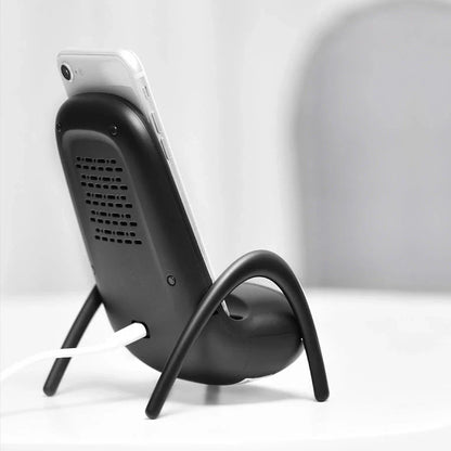 Premium wireless charging station with stylish phone stand in white and black colours