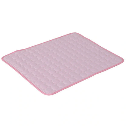 Pet Summer Portable Ice Silk Cooling Pad in various colors and sizes