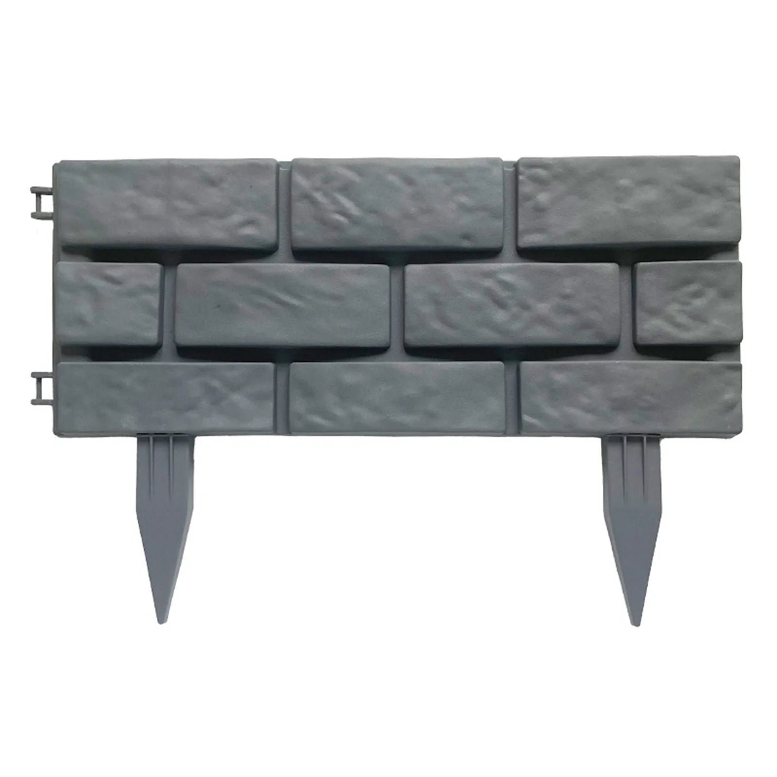 Rectangular plastic garden fence with imitation stone effect, grey, 4 pieces