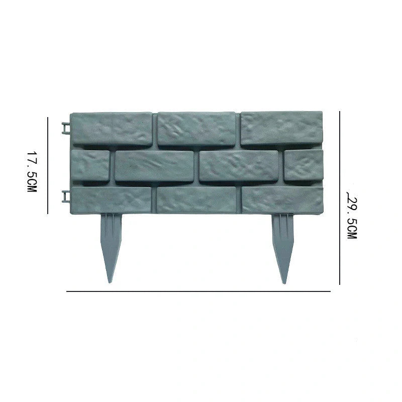 Rectangular plastic garden fence with imitation stone effect, grey, 4 pieces