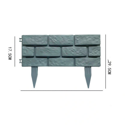 Rectangular plastic garden fence with imitation stone effect, grey, 4 pieces