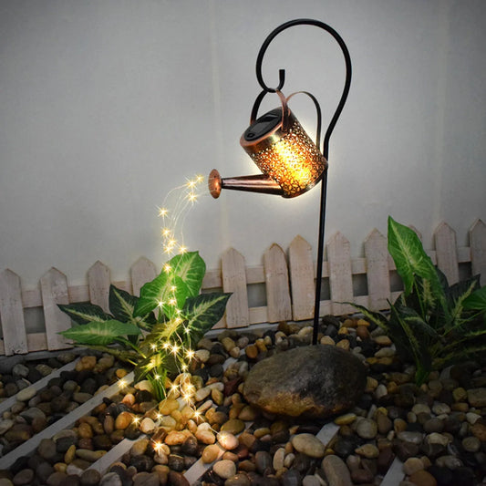 Solar-Powered Enchanted Watering Can Garden Lamp with 36 LED lights for outdoor decoration