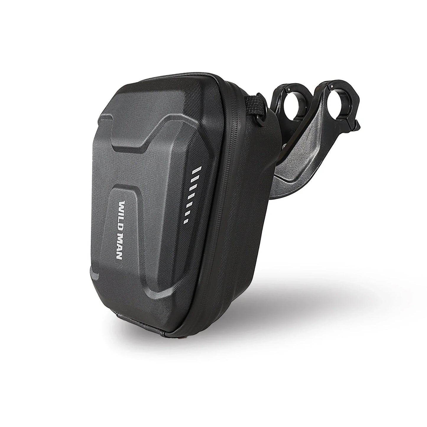 Black Bicycle EVA Hard Shell Handlebar Bag with quick-release bracket and reflective pattern
