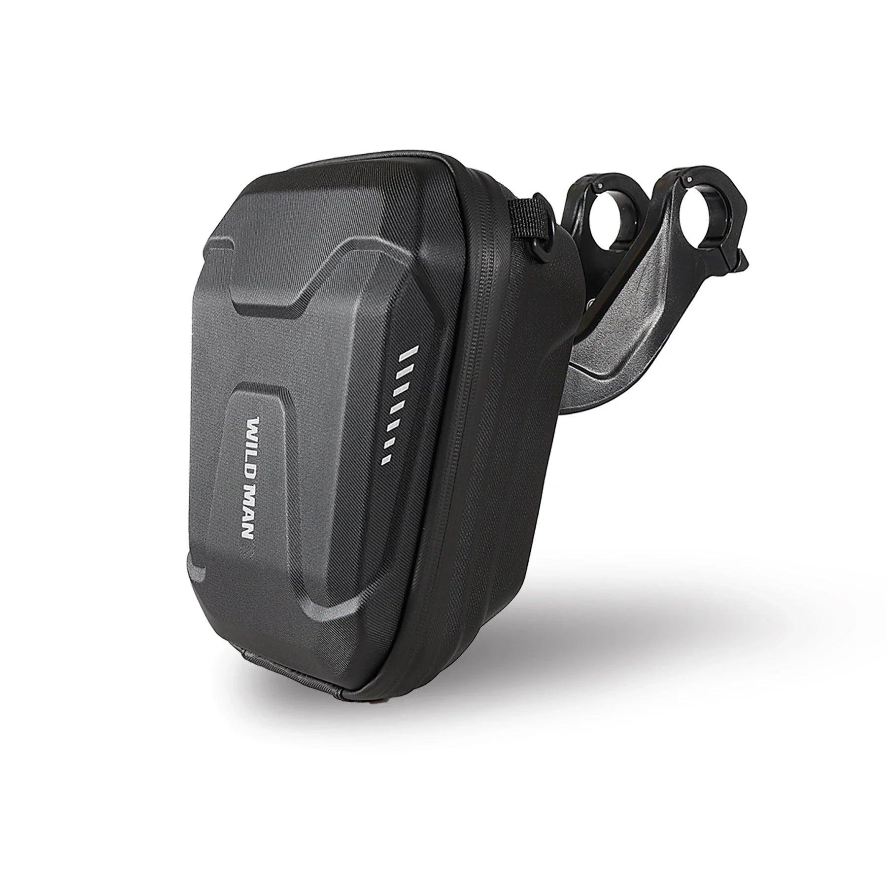 Black Bicycle EVA Hard Shell Handlebar Bag with quick-release bracket and reflective pattern