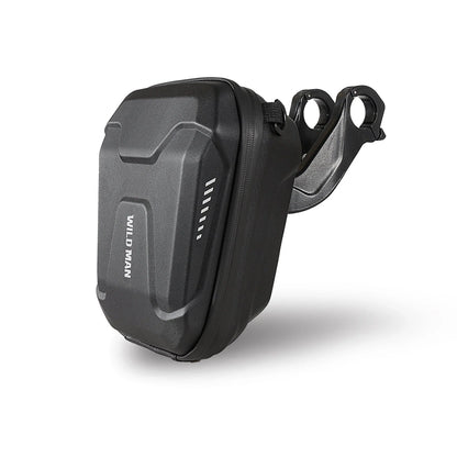 Black Bicycle EVA Hard Shell Handlebar Bag with quick-release bracket and reflective pattern