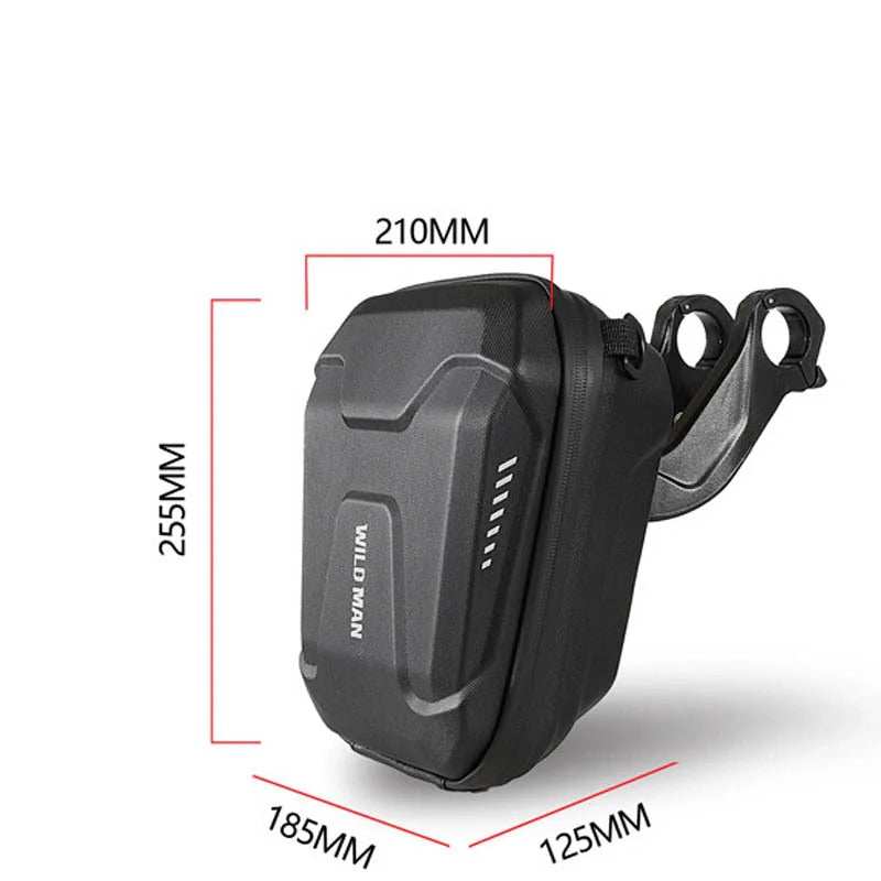 Black Bicycle EVA Hard Shell Handlebar Bag with quick-release bracket and reflective pattern