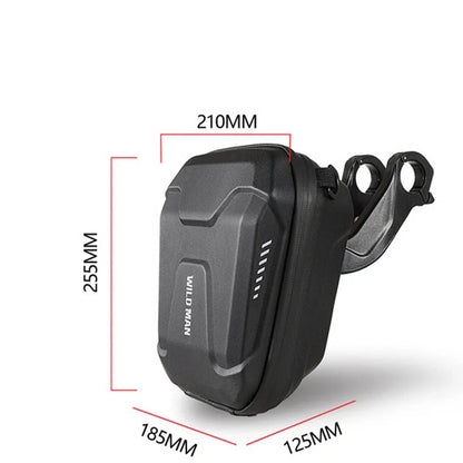 Black Bicycle EVA Hard Shell Handlebar Bag with quick-release bracket and reflective pattern