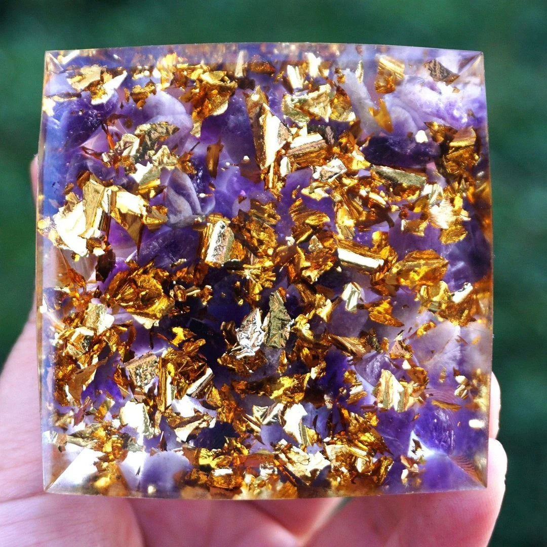 Premium Reiki-Charged Orgonite Pyramid with Healing Crystals for Energy Cleansing, Spiritual Wellness, and EMF Protection