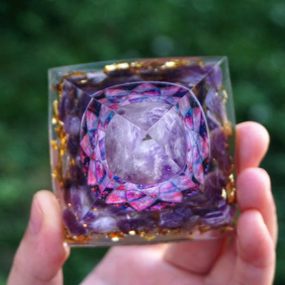 Premium Reiki-Charged Orgonite Pyramid with Healing Crystals for Energy Cleansing, Spiritual Wellness, and EMF Protection