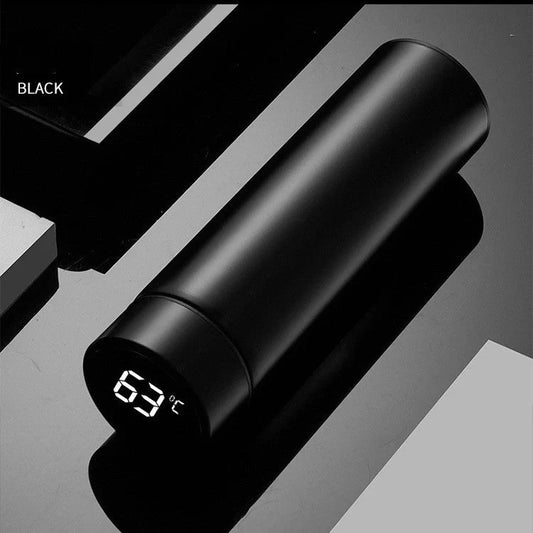 Stainless steel vacuum flask with intelligent temperature display in various colours