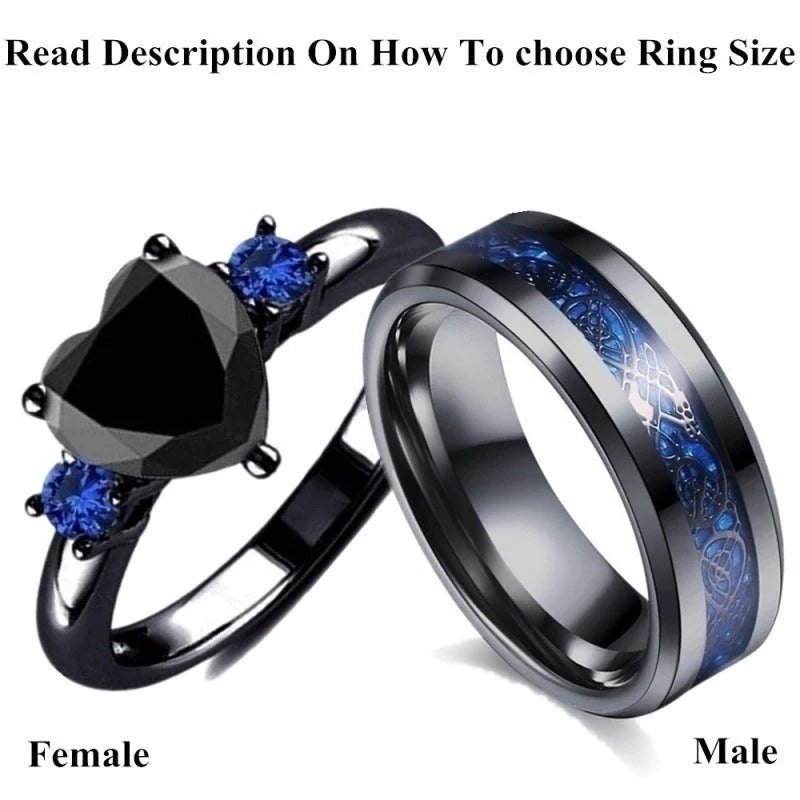 Black Heart Gemstone Diamond Wedding Ring with geometric design