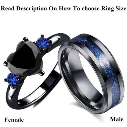 Black Heart Gemstone Diamond Wedding Ring with geometric design