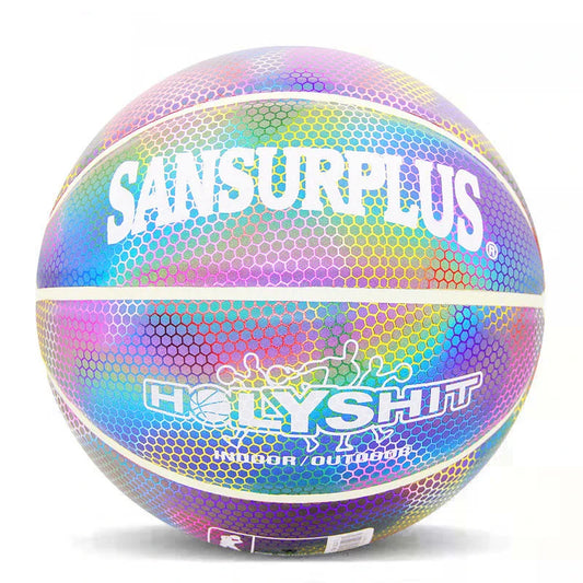Luminous glow-in-the-dark basketball with reflective design for night games and outdoor activities