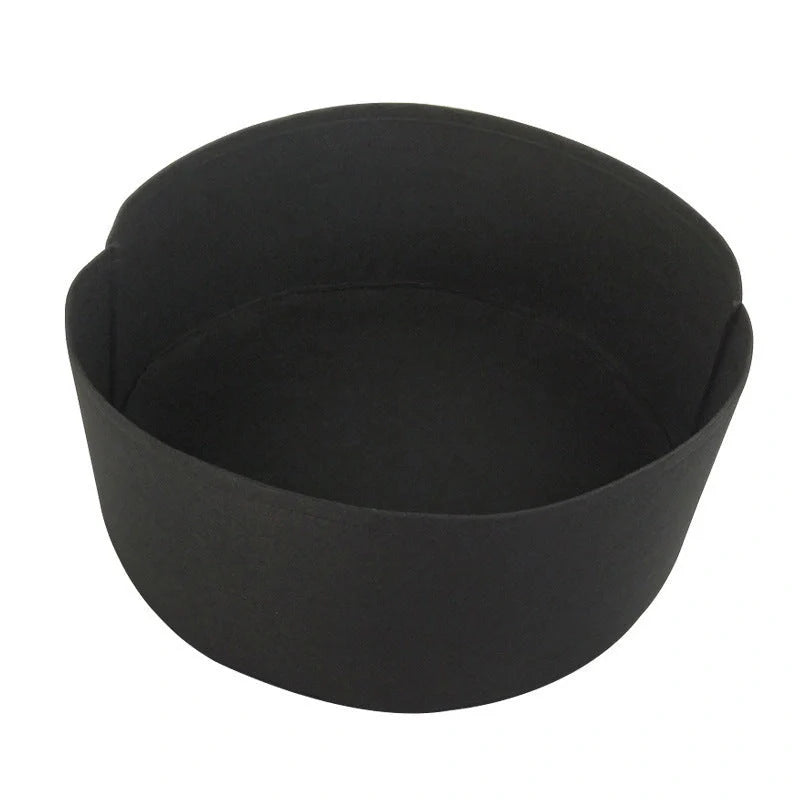 Round black and green fabric grow bags for garden plants with automatic drainage