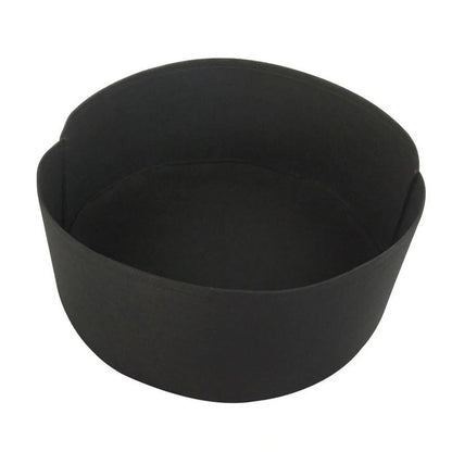 Round black and green fabric grow bags for garden plants with automatic drainage