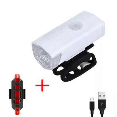 USB rechargeable bicycle front light with high-intensity beam for night riding