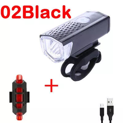 USB rechargeable bicycle front light with high-intensity beam for night riding
