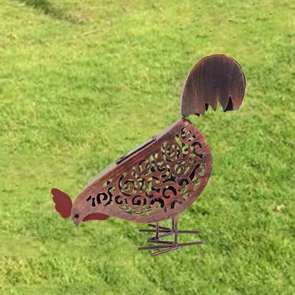 Iron rooster design solar garden lamp for outdoor decoration