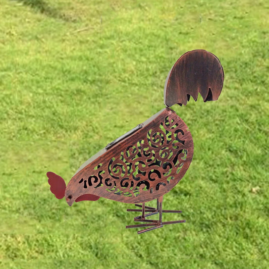 Iron rooster design solar garden lamp for outdoor decoration