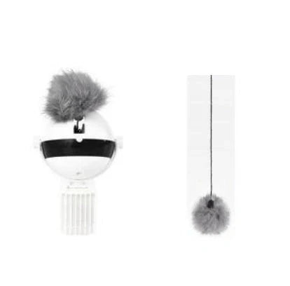 Interactive electronic motion cat toy with real fur ball, 7cm diameter, for stimulating play